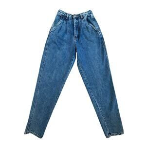 Vintage Bill Blass 80’s Super High Waist Medium Wash Mom Pleated Jeans Size 8